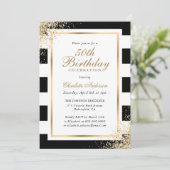 Minimalistische Zwart Wit Goud Confetti 50ste Verj Kaart (Staand voorkant)