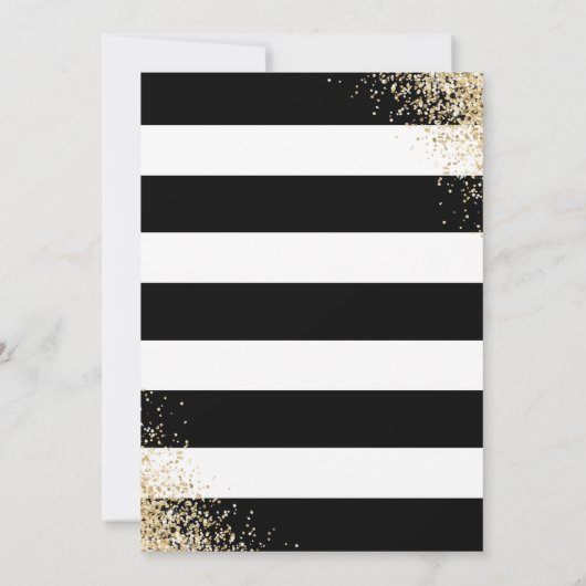 Minimalistische Zwart Wit Goud Confetti 50ste Verj Kaart (Achterkant)