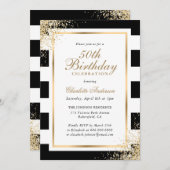 Minimalistische Zwart Wit Goud Confetti 50ste Verj Kaart (Voorkant / Achterkant)