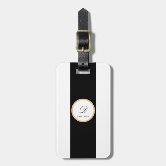 Minimalistische Zwart, Wit, Goud Duidelijke Basisn Bagagelabel (Voorkant verticaal)