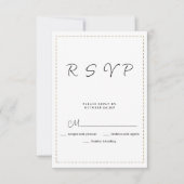 Minimalistische zwart wit goud streepjeslijn RSVP (Voorkant)
