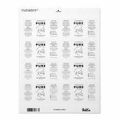 Minimalistische zwart-wit haarolie druppelfles etiket (Full Sheet)