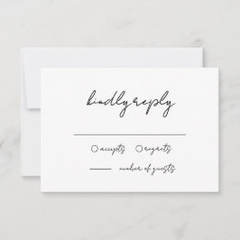 Minimalistische zwart-wit handgeschreven bruiloft RSVP kaartje