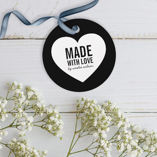 Minimalistische Zwart & Wit Hart Met Liefde Labels