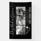 Minimalistische zwart-wit hondenverzorging spandoek (Verticaal)