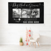 Minimalistische zwart-wit hondenverzorging spandoek (Insitu)