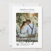 MINIMALISTISCHE Zwart & Wit Huwelijks FOTO QR CODE Kaart (Voorkant)