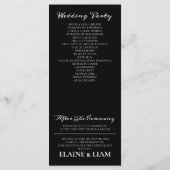 Minimalistische zwart-wit huwelijksprogramma's programmakaart (Achterkant)