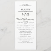 Minimalistische zwart-wit huwelijksprogramma's programmakaart (Voorkant)