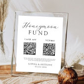 Minimalistische zwart-wit huwelijksreis fonds QR-c Poster