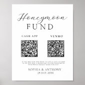 Minimalistische zwart-wit huwelijksreis fonds QR-c Poster (Voorkant)