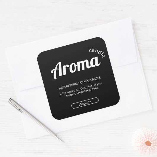 Minimalistische zwart-wit kaarsenetiketten Sticker (Envelop)
