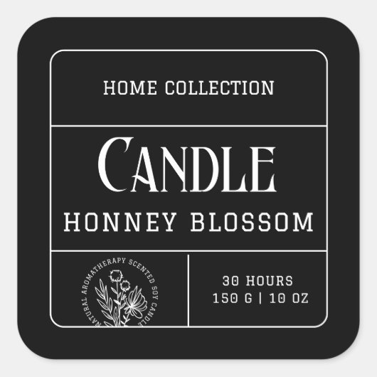 Minimalistische zwart-wit kaarsenetiketten Sticker (Voorkant)