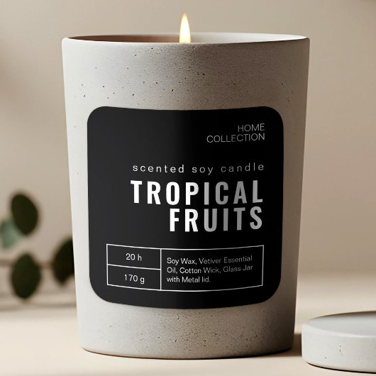 Minimalistische zwart-wit kaarslabelstickers vierkante sticker