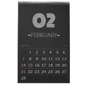 Minimalistische zwart-wit kalender (Feb 2027)