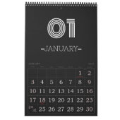 Minimalistische zwart-wit kalender (Jan 2027)