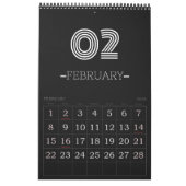 Minimalistische zwart-wit kalender (Feb 2026)