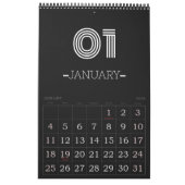 Minimalistische zwart-wit kalender (Jan 2026)