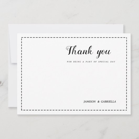 Minimalistische zwart-wit kalligrafie Dank U Kaart (Voorkant)