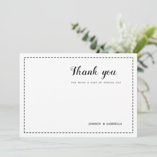 Minimalistische zwart-wit kalligrafie Dank U Kaart (Staand voorkant)