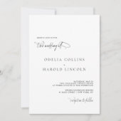 Minimalistische zwart-wit kalligrafie QR Code Wedd Kaart (Voorkant)