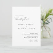 Minimalistische zwart-wit kalligrafie QR Code Wedd Kaart (Staand voorkant)