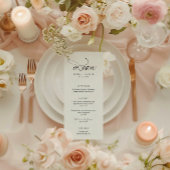 Minimalistische Zwart Wit Kalligrafie Wedding Menu Kaart