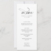 Minimalistische Zwart Wit Kalligrafie Wedding Menu Kaart (Voorkant)