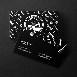 Minimalistische Zwart & Wit Kapperszaak Haarstylis Visitekaartje