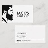 Minimalistische zwart-wit kapperszaak visitekaartje (Voorkant / Achterkant)