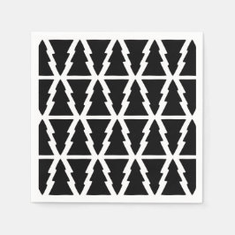 Minimalistische zwart-wit kerstboompatroon servet