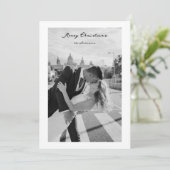 Minimalistische zwart-wit kerstfoto feestdagenkaart (Staand voorkant)