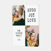 Minimalistische zwart-wit kerstvakantie metalen ornament (Voorkant links)