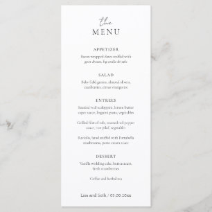 Minimalistische zwart-wit klassieke bruiloft menu