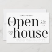 Minimalistische zwart-wit Logo Business Open House Kaart (Voorkant)