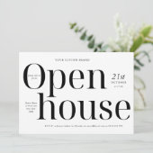 Minimalistische zwart-wit Logo Business Open House Kaart (Staand voorkant)
