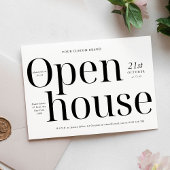 Minimalistische zwart-wit Logo Business Open House Kaart