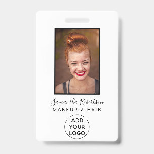 Minimalistische zwart-wit logo personeelsfoto pas badge