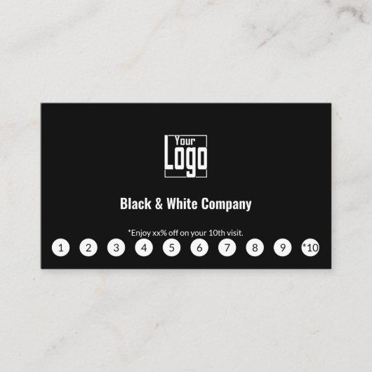 Minimalistische zwart-wit Logo Social Media QR-cod Klantenkaartje (Voorkant)