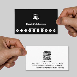 Minimalistische zwart-wit Logo Social Media QR-cod Klantenkaartje