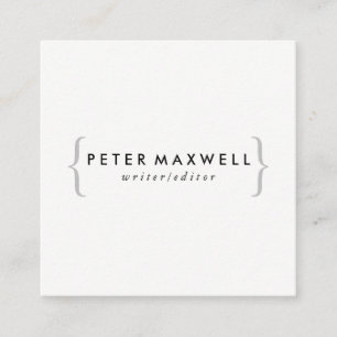 Minimalistische Zwart Wit met Haakjes Vierkante Visitekaartje