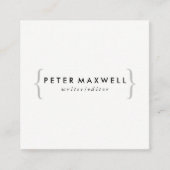 Minimalistische Zwart Wit met Haakjes Vierkante Visitekaartje (Voorkant)