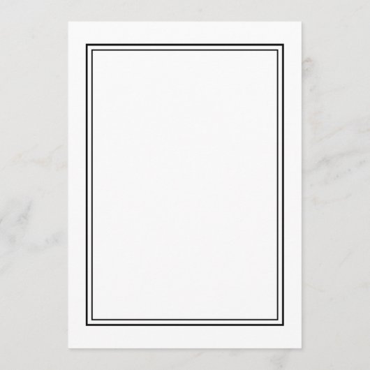 Minimalistische zwart-wit minimalistische bruiloft menu (Achterkant)