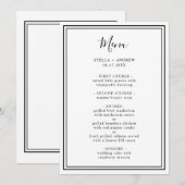 Minimalistische zwart-wit minimalistische bruiloft menu (Voorkant / Achterkant)
