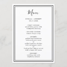 Minimalistische zwart-wit minimalistische bruiloft menu