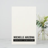 Minimalistische Zwart & Wit Modern Professioneel Briefpapier (Staand voorkant)