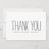 Minimalistische zwart-wit moderne bruiloft bedankkaart (Voorkant)