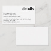 Minimalistische zwart-wit moderne bruiloft details informatiekaartje (Voorkant / Achterkant)