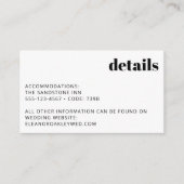 Minimalistische zwart-wit moderne bruiloft details informatiekaartje (Voorkant)