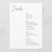 Minimalistische zwart-wit moderne bruiloft Drinken Menu (Voorkant)